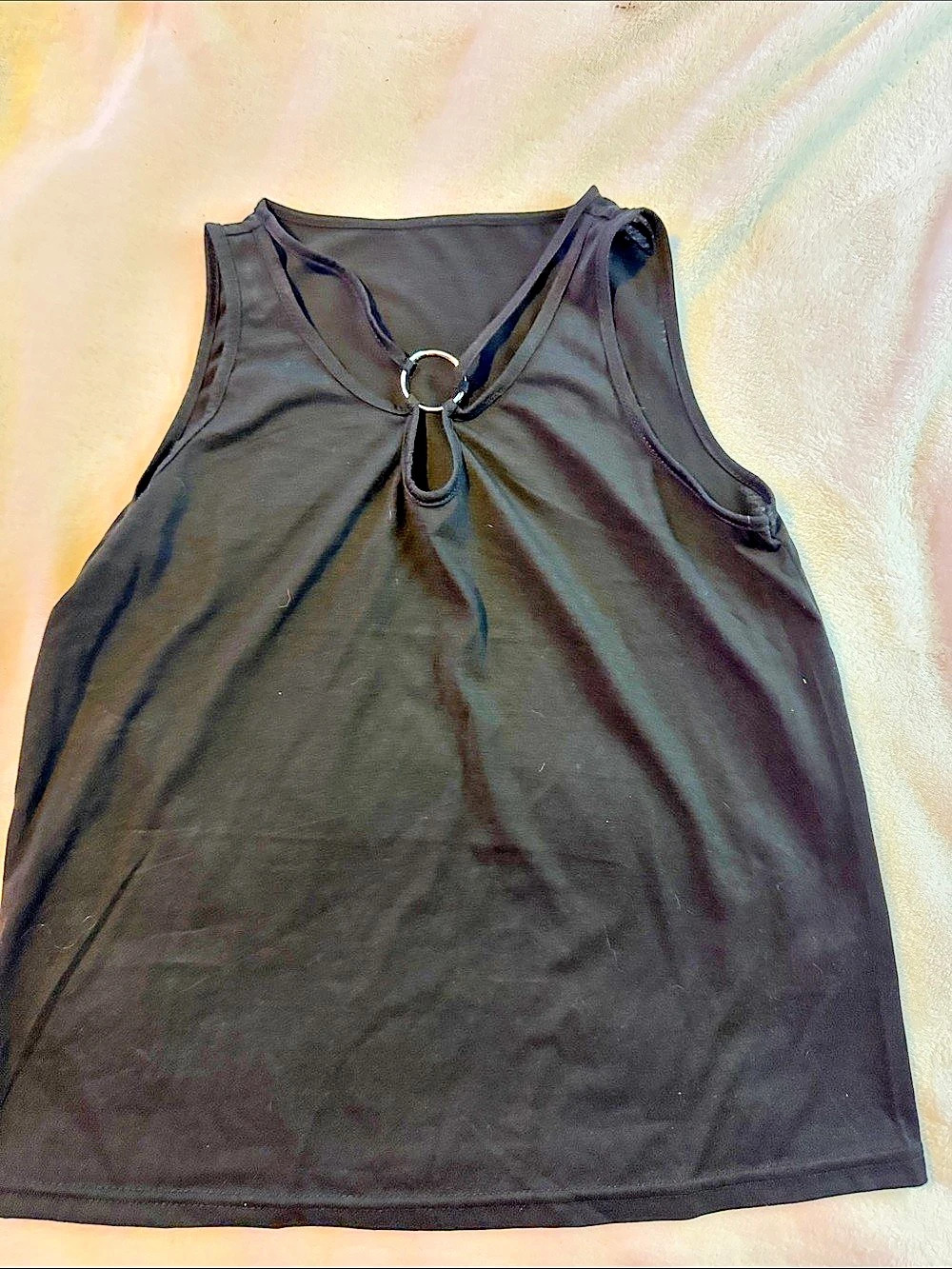 SHEIN Black Cutout Tank Top Size Medium Like New
